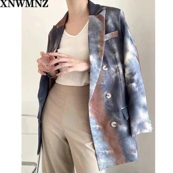 XNWMNZ Za Moterų 2020 M. Mados Office akvarelė dvieiliai Office Lady Sportiniai švarkai (bleizeriai) Striukė Kailis Derliaus Viršutiniai drabužiai Elegantiškos Moters Viršų