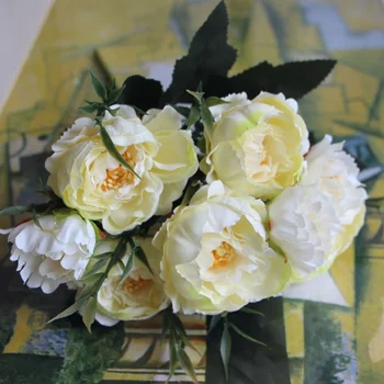 1 Gražus Vestuvės Europos Puokštė Mini Bijūnas Dirbtinių Gėlių Šilko Gėlės, Vestuvių Puokštės, Vestuvių Namų Puošybai