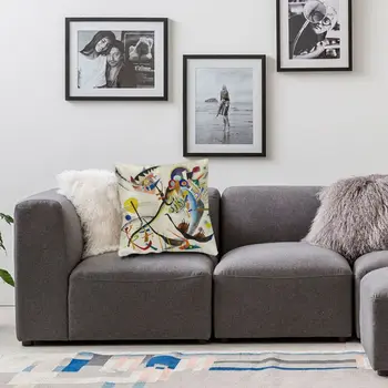 Energingas Wassily Kandinskis Abstraktus Modelis Aikštėje Pagalvės užvalkalą Namų dekoro 3D Spausdinimo Mėlyna Segmento Pagalvėlė Padengti Sofa