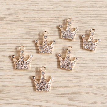10vnt 16*18mm Aukso Spalvos Lydinio Crystal Crown Pakabukai Todėl, Auskarai, Pakabučiai, Karoliai Keychain 