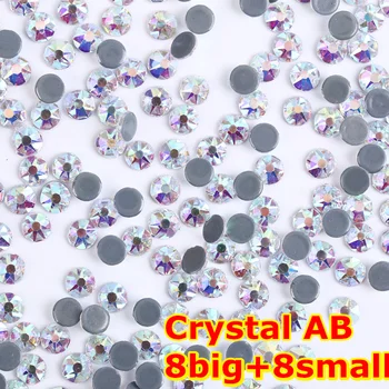 1440pcs/Daug, AAA Kokybės Naujas Facted (8 dideli + 8 mažos) ss20 (4.8-5.0 mm) Crystal AB Geležies Pataisų Cirkonio