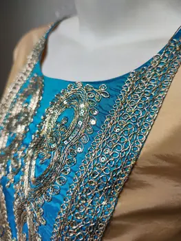 Blizgučiai Siuvinėjimas Dubajus Abaja Moterų Jalabiya Ilgai Arabų Suknelė Maroko Caftan Musulmonų Šalis, Vakare Ramadanas Eid Kaftan Aukso
