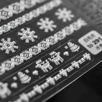 1 Lapas Pro Iškilumo 5d Nagų Lipdukai Dizaineris Japonijos Snaigės Kalėdų Megztinis Žiemą 