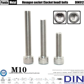 DIN912 skersmuo M10 cilindro galva šešiakampėmis galvutėmis vokietijos lizdas galvos varžtai 304/316 nerūdijančio plieno A2-70/A4-70