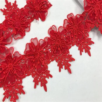 (1Y/Lot) 3D Gėlių Nėrinių Apdaila Vandenyje Tirpus Poliesteris Guipure Nėrinių Juostelės Siuvinėtos Aplikacijos, Siuvimo Amatai 