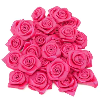 100vnt Fuchsia Pink 25mm Satino Kaspinu Rožių Žiedų Vestuvių Puokštė Gėlių Dekoracijos Puošmenų