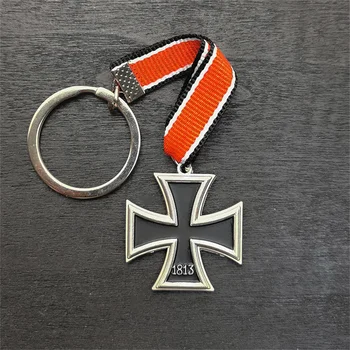 30x30MM vokietijos Medalis Mini Geležies Kryžiaus Ženkliukų ir Raktų Žiedas