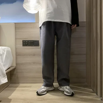 Pavasario Velvetas Kelnės, vyriškos Mados Retro Atsitiktinis Plataus kojų Kelnės Vyrams Streetwear Prarasti Hip-hop Tiesiai Pants Mens Kelnės M-2XL