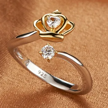 Karalienės Karūnos Reguliuojamas Žiedo Vestuvinį Žiedą, Moterims Mados Kalėdų Dovana RG0045