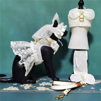 Rankų Darbo Naminių Šunų Vestuvių Suknelė Nėriniai&Lankas Katės Mažylių Princesė Suknelės, Šaliai, Drabužiai