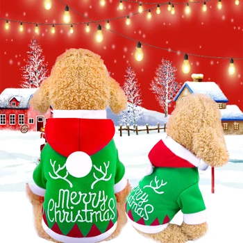 Kalėdų Elementas Serijos Rudens Ir Žiemos Patogiai Ir Šiltai Naminių Kačių Ir Šunų Drabužius Žalias Megztinis Su Gobtuvu