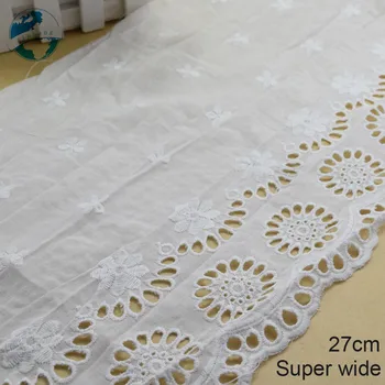27cm super pločio baltos spalvos nėrinių Medvilnės embroid nėrinių siuvimo juostelės audinio guipure pasidaryk pats apdailos metmeninio mezgimo 