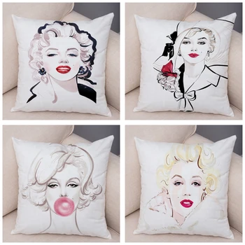 Super Žvaigždė Marilyn Monroe Paprasta, Spalvinga Animacinių filmų Seksuali Mergina Pagalvės užvalkalą Pliušinis Dekoro Pagalvėlė Padengti Sofa Automobilių, Namų Užvalkalas