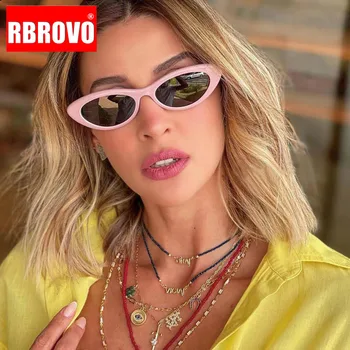 RBROVO 2022 Retro Cateye Akiniai nuo saulės Moterims, Prabangos Prekės Akiniai Moterims/Vyrams Mažų Rausvos Taurės Moterų Gafas De Sol Mujer UV400