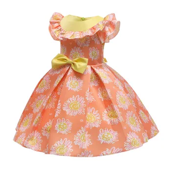 Kūdikių Pavasario Princesė Suknelė Mergina Elegantiškas Apelsinų Gėlių Spaudinių Birthday Party Dress Mergina Dress Kūdikių Drabužiai Mergaitėms