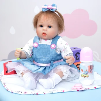 43cm Rudi Plaukai Reborn Baby Doll Žavinga Minkšti, Tikroviški Modeliavimas Bebe Žaislai Mergaitėms