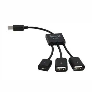 3 1. Tipas-c USB Hub Vyrų ir Moterų Dvigubas USB 2.0 Host OTG Adapterio Kabelis, Skirtas Išmaniojo telefono, Kompiuterio Tabletę 3 Uostą