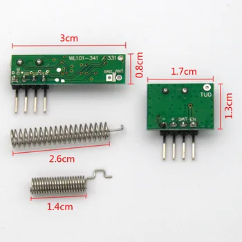 1Set superheterodyne 433Mhz RF siųstuvas ir imtuvas Modulio komplektas, mažo dydžio,, Dėl minėto sprendimo Arduino uno 