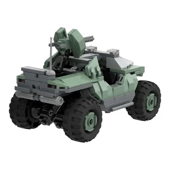 BuildMoc WW2 Sunkvežimių Karinis Ginklas Halo Wars Warthog Blokai SS WW2 Šarvuotos Puolimą Transporto priemonės Modelį, Vaikai, Vaikams, Žaislai
