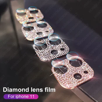 Prabanga 3D Kristalų Blizgučiai Kameros Objektyvo Stiklas + Apsaugos Atveju Iphone, 12 Mini Pro 11 Max Fotoaparato Objektyvą Screen Protector Filmas