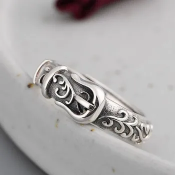 S925 sidabro derliaus Tailando sidabro žiedas vyrų ir moterų mados sidabro žiedas diržo sagtis rotango modelio žiedas