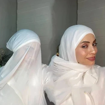 Musulmonų Moterys variklio Dangčio su Šifono Skara Galvą Skara Underscarf Bžūp Islamas Vidinis Šalikas Lankelis Ruožas Hijab Padengti Headwrap