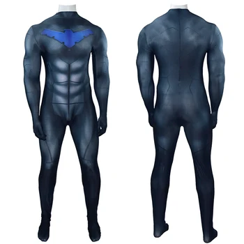 Titans Nightwing Cosplay Kostiumų Lycra Spandex 3D Spausdinimo Zentai kostiumas Helovinas Kostiumas Superhero Cosplay Bodysuit Suaugusiems/Vaikams