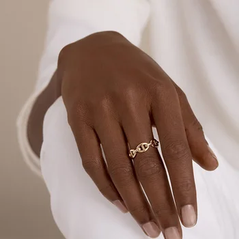 Naujas Mados Juvelyrikos Iškirpti Trijų Sluoksnių Grandinės Žiedai Multi Nuorodą Nereguliarus Atidaryti Žiedai Moterims Minimalistinio Žiedai Rrziable