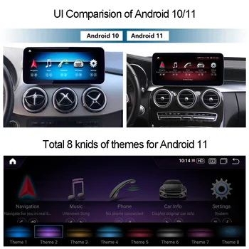 8 Core Android 11 8+256G Qualcomm Touch Anti-Glare Ekrano Carplay GPS Navigacija Mercedes Benz C/GLC/V-2019 W205 WIFI