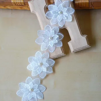 20Yards Siuvinėtų Nėrinių Apdaila Guipure Baltas Juodas Audinys Pasidaryk pats Apdailos 65mm Pločio Venise 3D Gėlių Aplikacijos Pleistras Siuvimo Amatai 1