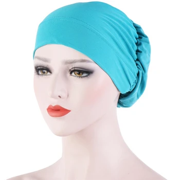 Moteris Musulmonų Paprasto Hijabs Skrybėlę Islamo Turbaną Vidinis Kepurės Beanie Kepurė Elastinga Medžiaga Galvos Kepurė Hat Ponios Plaukų Aksesuarai 1