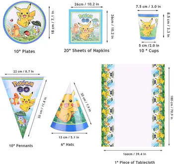 Animacinių Filmų Pikachu Temą Gimtadienio Vienkartiniai Indai Nustatyti, Balionų Dekoracijos Foto Rekvizitai Fone Pokemon Šalies Prekių 1