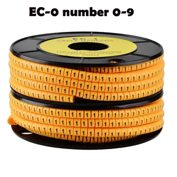 Kabelio markerEC-0 500PCS geltonos spalvų derinys skaičius Kabelis Viela Žymeklis Skaičius nuo 0 iki 9, Kabeliui, Dydis 1.5 sqmm PVC medžiagos, laidų žymeklis 1