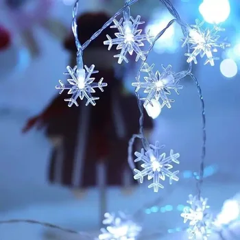 LED Girliandą Snaigės String Pasakų Žibintai Baterija Kabantys Papuošalai Kalėdų Eglutė Naujųjų Metų Namų Dekoro Navidad 2019 1