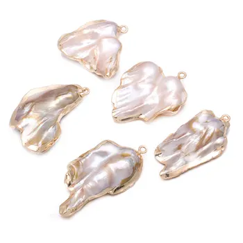 Natūralių Perlų Nereguliarus Golden Pearl Shell Pakabukas bižuterijos 
