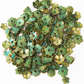 150pcs Antikvariniai žaliojo Aukso Pabaigos Granulių Dangteliai, Papuošalai Padaryti 4-15mm Moterys, Karoliai, Apyrankės 