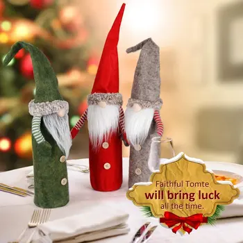 2022 Naujųjų Metų Naujausią Gnome Beveidis Vyno Butelio Dangtelį Noel Kalėdų Dekoracijas Namų Navidad 2021 Dovana Vakarienės Stalo Dekoras 1