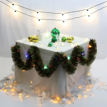 Kalėdų Ornamentais, Blizgučiais, Garliava Plastiko Spalvinga Rotango Šalis Dekoro Minkštas Raudonos, Žalios Sienos Kabo PET 8.5 x 200cm Vainikas 1