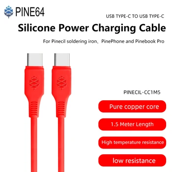 Pine64 1.5 M USB Tipas-C C Tipo Silikono Elektros Įkrovimo Kabelis Pinecil Elektros lituoklio PinePhone ir Pinebook Pro 2