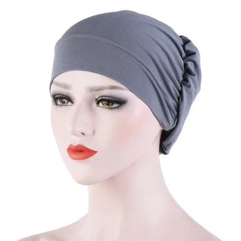 Moteris Musulmonų Paprasto Hijabs Skrybėlę Islamo Turbaną Vidinis Kepurės Beanie Kepurė Elastinga Medžiaga Galvos Kepurė Hat Ponios Plaukų Aksesuarai 2