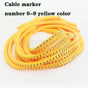 Kabelio markerEC-0 500PCS geltonos spalvų derinys skaičius Kabelis Viela Žymeklis Skaičius nuo 0 iki 9, Kabeliui, Dydis 1.5 sqmm PVC medžiagos, laidų žymeklis 2