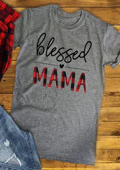 2019 Mados Marškinėliai Moterims Palaimino Mama Laiškas Spausdinti Drabužius Vasarą Trumpas Rankovės marškinėliai Moteriška Atsitiktinis Palaidų Tee Lady Pagrindinės Viršūnės 2