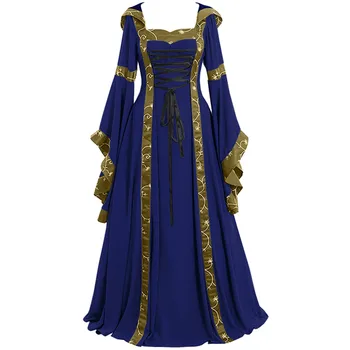Moterų Derliaus Susiėmę Suknelės Celtic Viduramžių Grindų Ilgis Renesanso, Gotikos Cosplay Ponios Suknelė Elegantiškas Suknelė skraiste femme 2