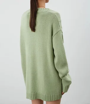 Moterų ilgas džemperis susagstomi megztiniai 2021 m. rudens ir žiemos naujas kišenės mygtuką, saldus, purus midi megzti cardigan megztiniai moteris striukė 2