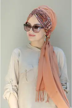2021 Naujas Mados Hijab gatavi Orange Foulard Šalikas Ilgas Musulmonų Skara Paprastas Minkštas Turbaną Kaklaraištis Galvos Apsiaustas Moterų kvietimas 2