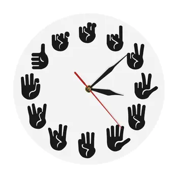 Amerikos Gestų Kalba Sieninis Laikrodis Unikalus Rankų darbo ASL Laikrodis Sienų Dekoras Dovana Mokytojui Klasėje Mokymo Pagalba Sakau Laikas 2
