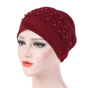 Naujas Stilius Ponios Kartus Skrybėlės Vientisos Spalvos Puošnios Musulmonų Headscarves Europos Ir Amerikos Stiliaus Headscarves Skrybėlės 2