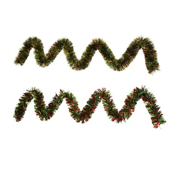 Kalėdų Ornamentais, Blizgučiais, Garliava Plastiko Spalvinga Rotango Šalis Dekoro Minkštas Raudonos, Žalios Sienos Kabo PET 8.5 x 200cm Vainikas 2