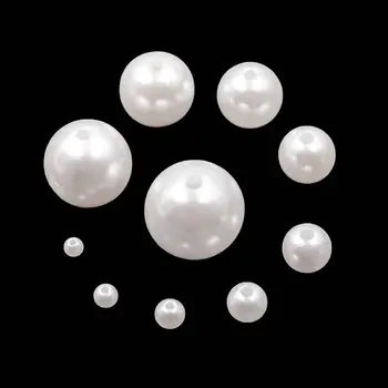 4-20mm imitacija, perlų karoliukus, balta tiesiai skylė 