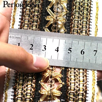 10yards 7cm Multi-color poliesteris, austi aukso siūlais nerijos juosta už maišą drabužių, aprangos siuvimas dekoratyviniai aksesuarai ZD014 3